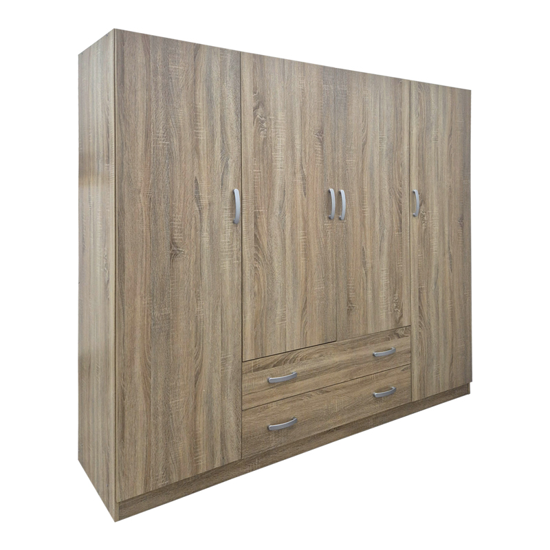 product_pako_383-000170 Ντουλάπα τετράφυλλη με 2 συρτάρια Alvia sonoma 200x51x180εκ - Image 1