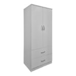 Ντουλάπα δίφυλλη με 2 συρτάρια Alvia λευκή 80x51.5x180εκ - Image 2