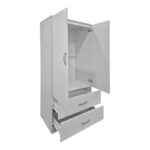 Ντουλάπα δίφυλλη με 2 συρτάρια Alvia λευκή 80x51.5x180εκ - Image 3