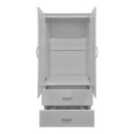 Ντουλάπα δίφυλλη με 2 συρτάρια Alvia λευκή 80x51.5x180εκ - Image 4