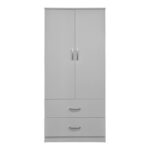 Ντουλάπα δίφυλλη με 2 συρτάρια Alvia λευκή 80x51.5x180εκ - Image 5