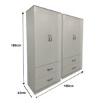 Ντουλάπα τετράφυλλη με συρτάρια Athos λευκή 160x42x180εκ - Image 4