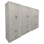 Ντουλάπα εξάφυλλη με συρτάρια Athos λευκή 240x42x180εκ - Image 3