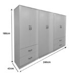 Ντουλάπα εξάφυλλη Athos λευκή 240x42x180εκ - Image 4