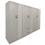 Ντουλάπα εξάφυλλη Athos I λευκή 240x42x180εκ - Image 3