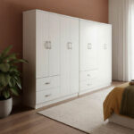 Ντουλάπα οχτάφυλλη Athos λευκή 241x42x181εκ