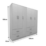 Ντουλάπα εξάφυλλη Athos λευκή 180x42x180εκ - Image 4
