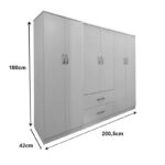 Ντουλάπα εξάφυλλη Athos Ι λευκή 200,5x42x180εκ - Image 4