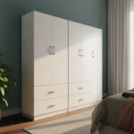 Ντουλάπα πεντάφυλλη Athos λευκή 170x42x180εκ