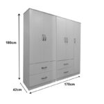 Ντουλάπα πεντάφυλλη Athos λευκή 170x42x180εκ - Image 4