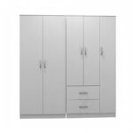 Ντουλάπα πεντάφυλλη Athos I λευκή 170x42x180εκ - Image 3