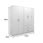 Ντουλάπα πεντάφυλλη Athos I λευκή 170x42x180εκ - Image 4