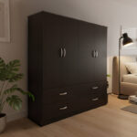Ντουλάπα τετράφυλλη με συρτάρια Athos wenge 160x42x180εκ