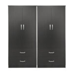 Ντουλάπα τετράφυλλη με συρτάρια Athos wenge 160x42x180εκ - Image 3