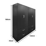 Ντουλάπα τετράφυλλη με συρτάρια Athos wenge 160x42x180εκ - Image 4