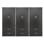Ντουλάπα εξάφυλλη με συρτάρια Athos wenge 240x42x180εκ - Image 3