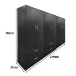 Ντουλάπα εξάφυλλη με συρτάρια Athos wenge 240x42x180εκ - Image 4