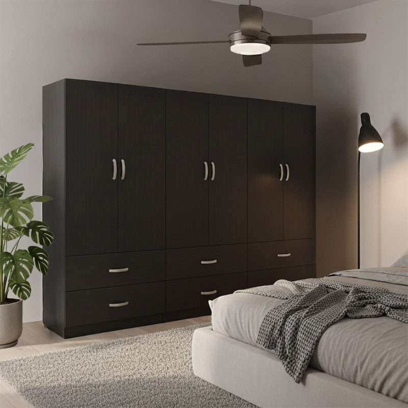 product_pako_383-000191 Ντουλάπα εξάφυλλη με συρτάρια Athos wenge 240x42x180εκ - Image 1