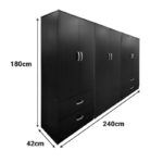 Ντουλάπα εξάφυλλη Athos wenge 240x42x180εκ - Image 4