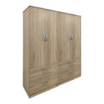 Ντουλάπα τετράφυλλη με συρτάρια Athos sonoma 160x42x180εκ - Image 3