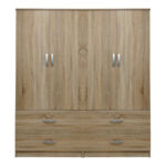 Ντουλάπα τετράφυλλη με συρτάρια Athos sonoma 160x42x180εκ - Image 4
