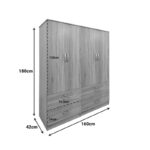 Ντουλάπα τετράφυλλη με συρτάρια Athos sonoma 160x42x180εκ - Image 5