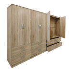 Ντουλάπα εξάφυλλη με συρτάρια Athos sonoma 240x42x180εκ - Image 2