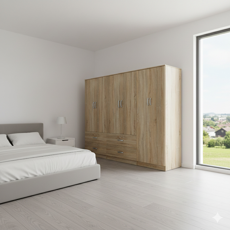 product_pako_383-000203 Ντουλάπα εξάφυλλη Athos sonoma 240x42x180εκ - Image 1