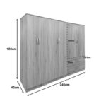 Ντουλάπα εξάφυλλη Athos I sonoma 240x42x180εκ - Image 4