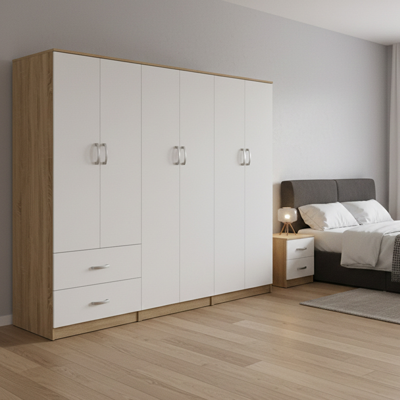 product_pako_383-000220 Ντουλάπα εξάφυλλη Athos I sonoma-λευκό 240x42x180εκ - Image 1
