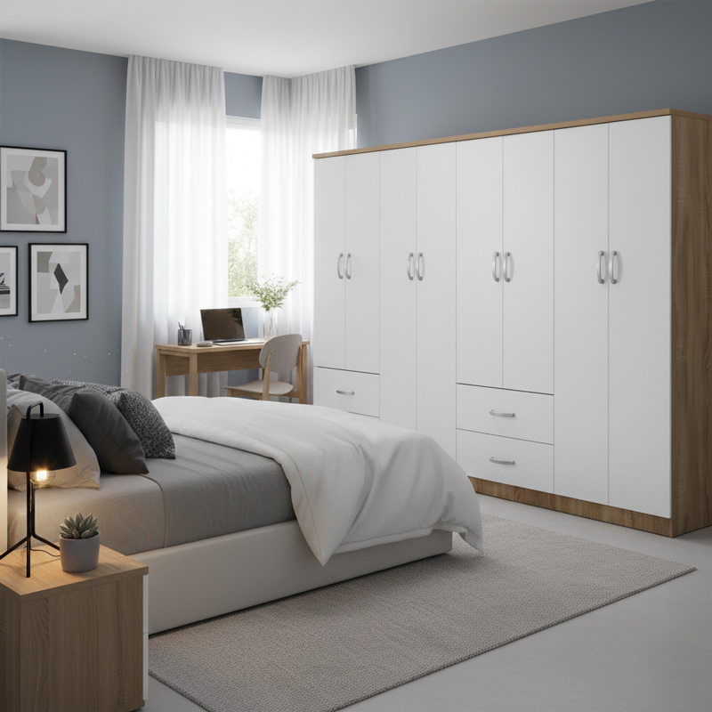 product_pako_383-000221 Ντουλάπα οχτάφυλλη Athos sonoma-λευκή 241x42x181εκ - Image 1