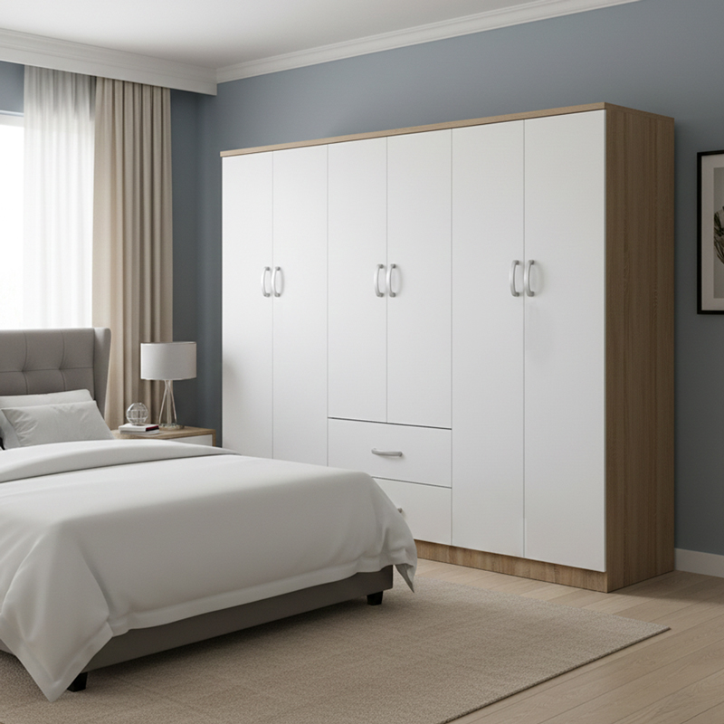 product_pako_383-000224 Ντουλάπα εξάφυλλη Athos Ι sonoma-λευκό 200.5x42x180εκ - Image 1