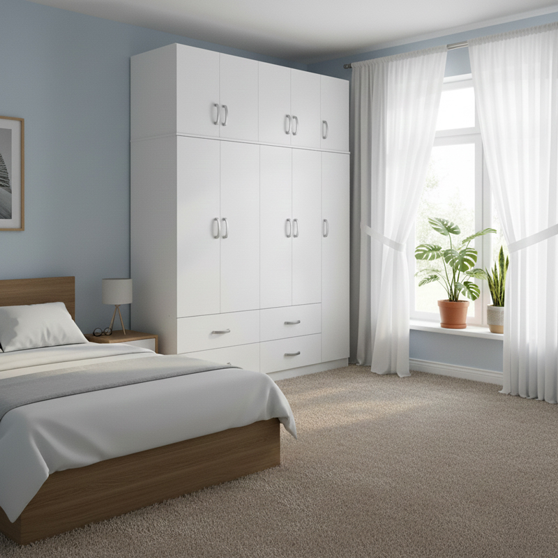 product_pako_383-000235 Ντουλάπα πεντάφυλλη με πατάρι Athos λευκή 170x42x240εκ - Image 1