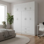 Ντουλάπα πεντάφυλλη με πατάρι Athos I λευκή 170x42x240εκ