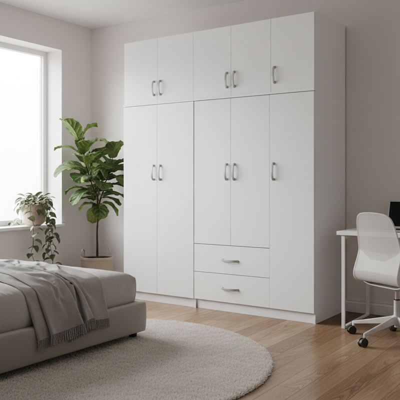 product_pako_383-000236 Ντουλάπα πεντάφυλλη με πατάρι Athos I λευκή 170x42x240εκ - Image 1