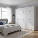 Ντουλάπα εξάφυλλη με πατάρι Athos ΙΙ λευκή 240x42x240εκ