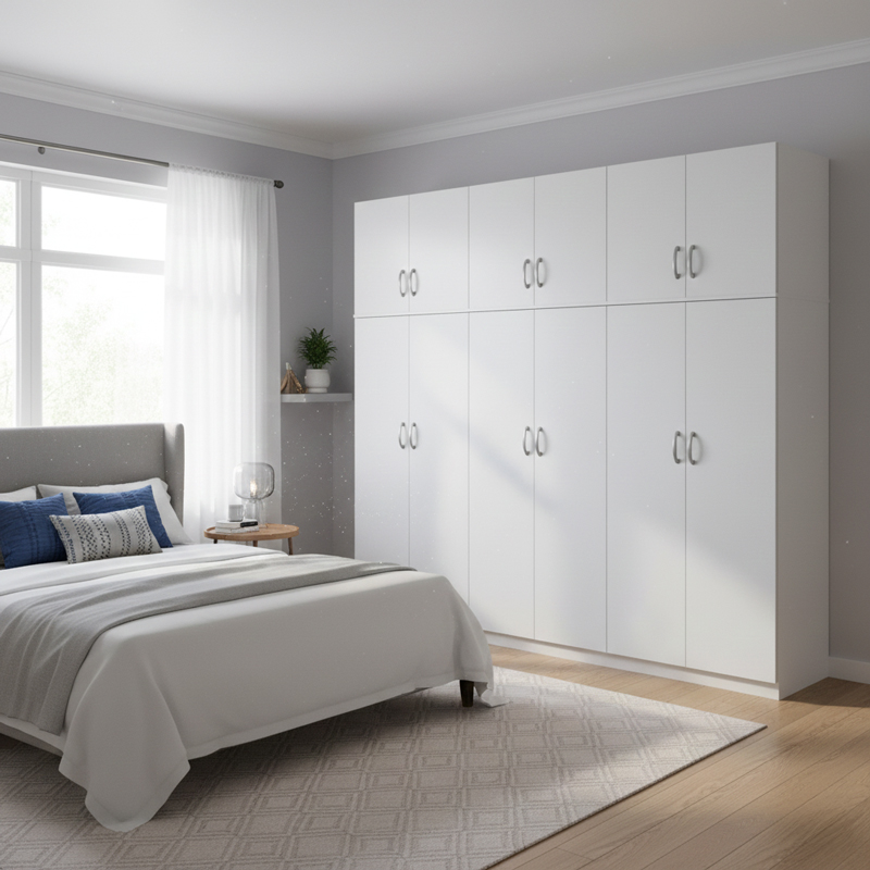product_pako_383-000238 Ντουλάπα εξάφυλλη με πατάρι Athos ΙΙ λευκή 240x42x240εκ - Image 1