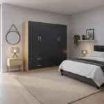 Ντουλάπα τετράφυλλη Athos sonoma-ανθρακί 160x42x180εκ
