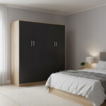 Ντουλάπα τετράφυλλη Athos Ι sonoma-ανθρακί 160x42x180εκ