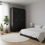 Ντουλάπα τετράφυλλη με πατάρι Athos wenge 160x42x240εκ