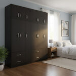 Ντουλάπα εξάφυλλη με πατάρι Athos wenge 180x42x240εκ