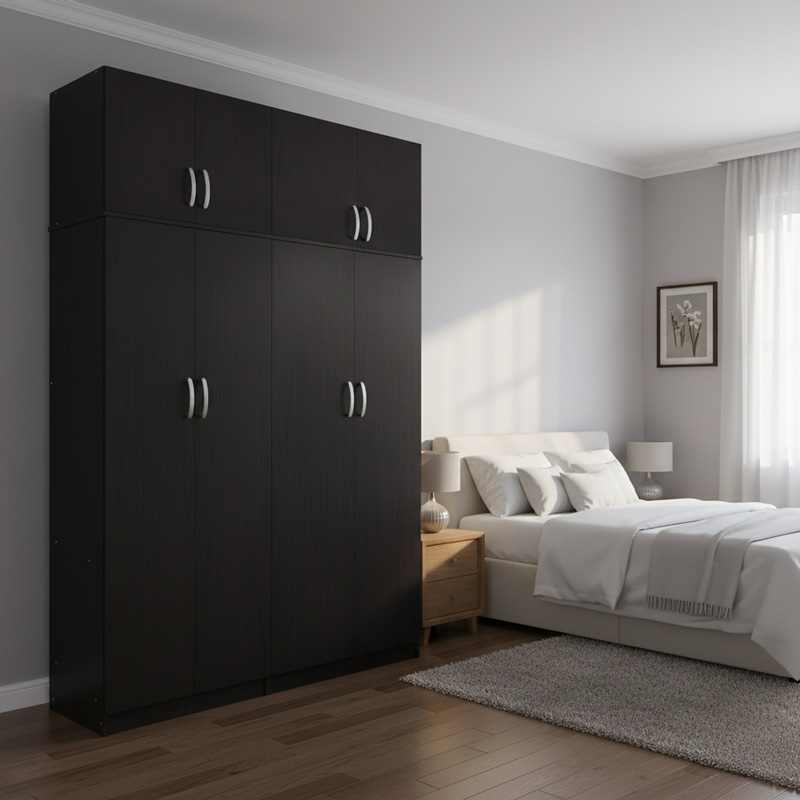 product_pako_383-000257 Ντουλάπα τετράφυλλη με πατάρι Athos Ι wenge 160x42x240εκ - Image 1