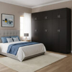 Ντουλάπα εξάφυλλη με πατάρι Athos ΙΙ wenge 240x42x240εκ