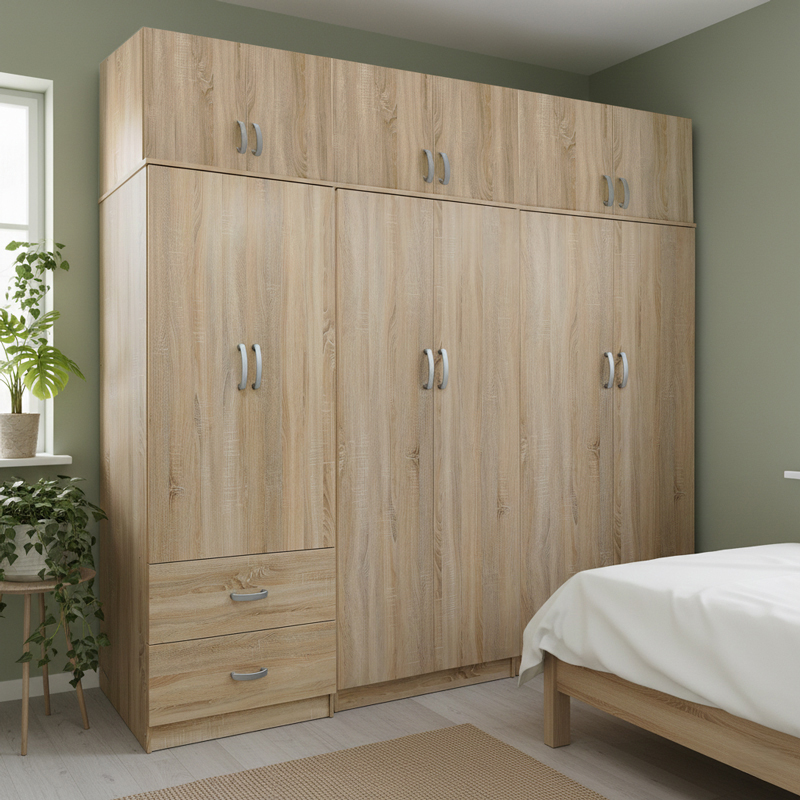 product_pako_383-000263 Ντουλάπα εξάφυλλη με πατάρι Athos I sonoma 240x42x240εκ - Image 1
