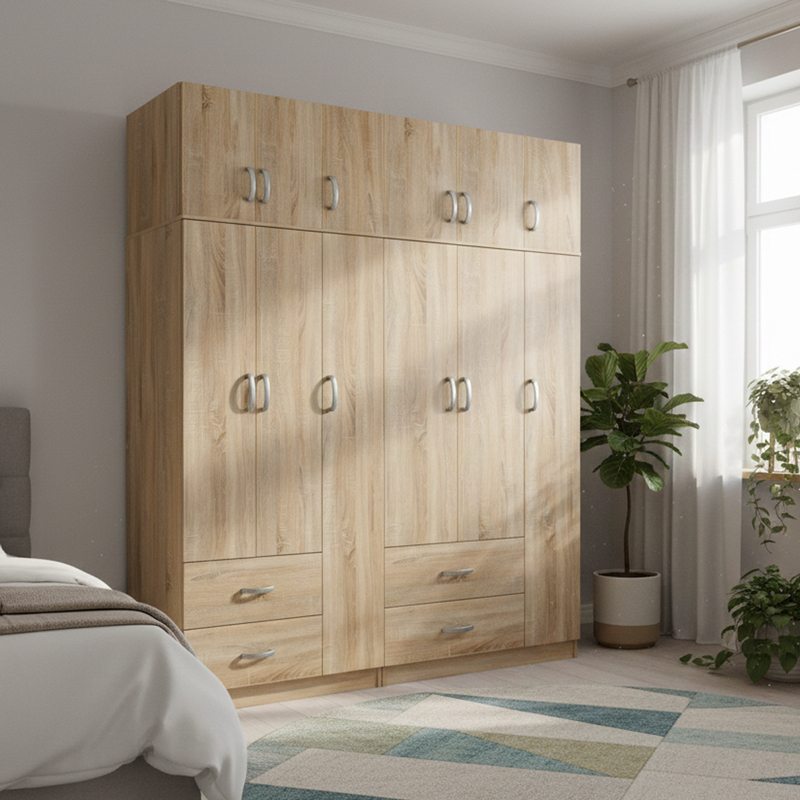 product_pako_383-000264 Ντουλάπα εξάφυλλη με πατάρι Athos sonoma 180x42x240εκ - Image 1