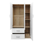 Ντουλάπα εξάφυλλη με πατάρι Athos sonoma-λευκή 180x42x240εκ - Image 3