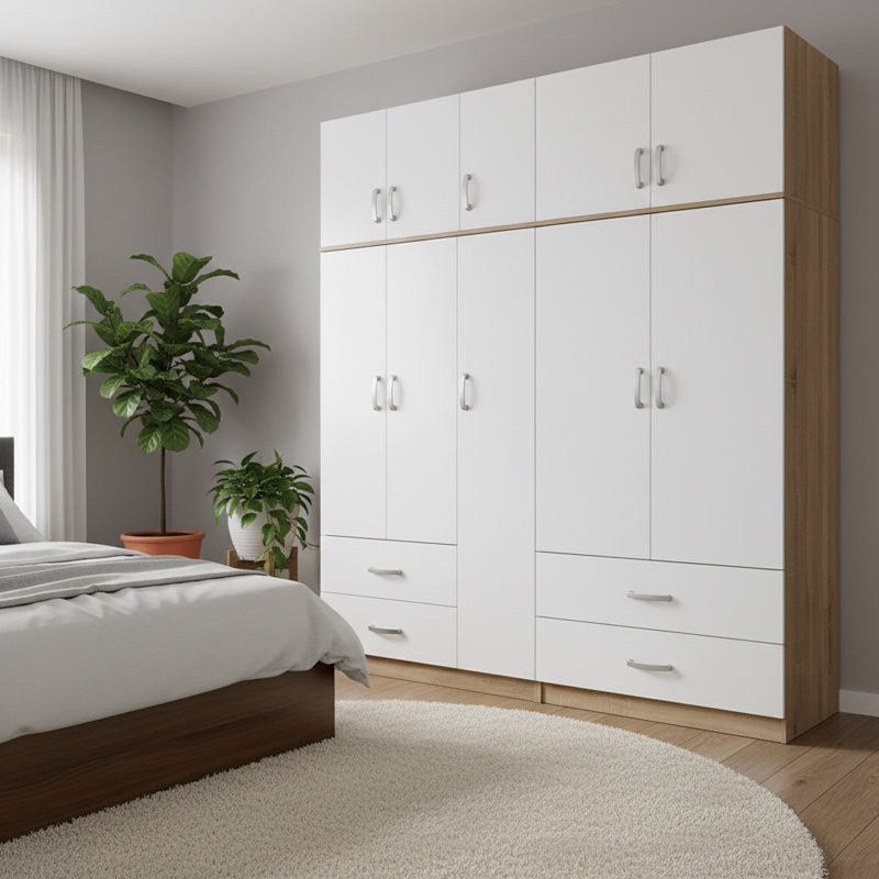 product_pako_383-000275 Ντουλάπα πεντάφυλλη με πατάρι Athos sonoma-λευκή 170x42x240εκ - Image 1
