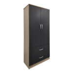 Ντουλάπα εξάφυλλη με πατάρι Athos I sonoma-ανθρακί 240x42x240εκ - Image 2