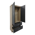 Ντουλάπα εξάφυλλη με πατάρι Athos I sonoma-ανθρακί 240x42x240εκ - Image 3