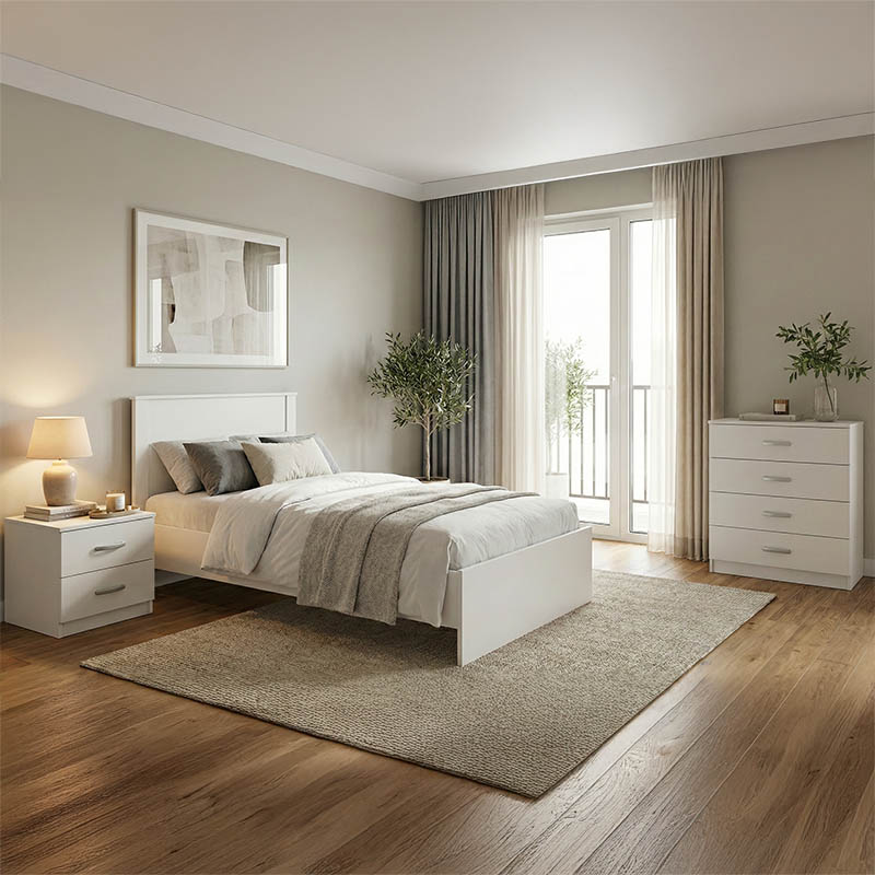 product_pako_383-000297 Σετ Κρεβατοκάμαρας Athos λευκό με Κρεβάτι 90x190εκ Σετ 3τεμ - Image 1